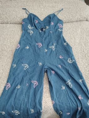 Denim Butterflies One-Piece Jumpsuit - Blue